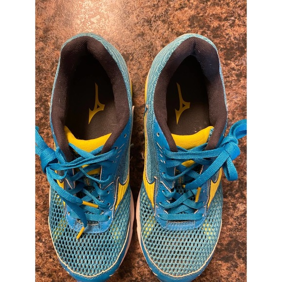 Mizuno Wave Sayonara 3 Running Sneaker 7.5 Turquoise/Yellow - Picture 10 of 14